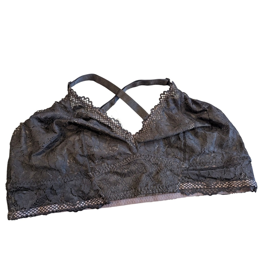 Torrid Bralette 2X Black Lace Unlined Bella Donna Longline Racerback Goth